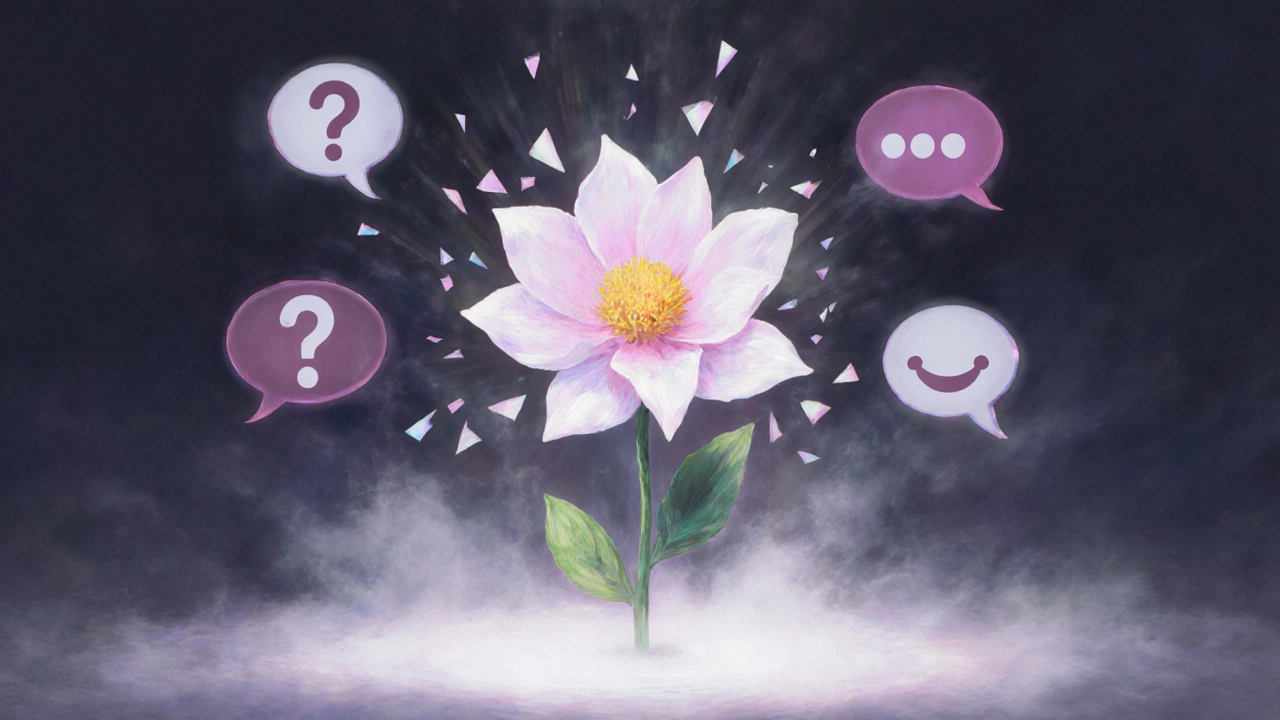 A blooming flower representing connection nurtured by listening and silence.