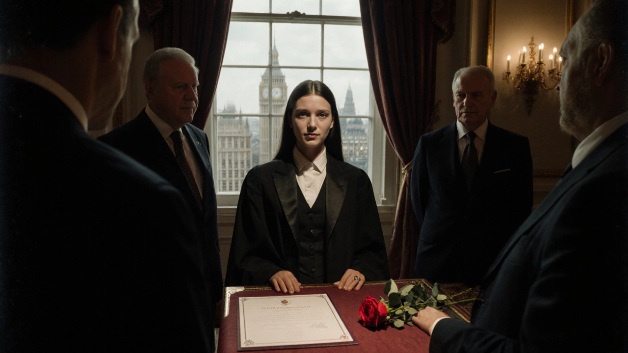 International student receiving Chevening Scholarship in a grand British hall