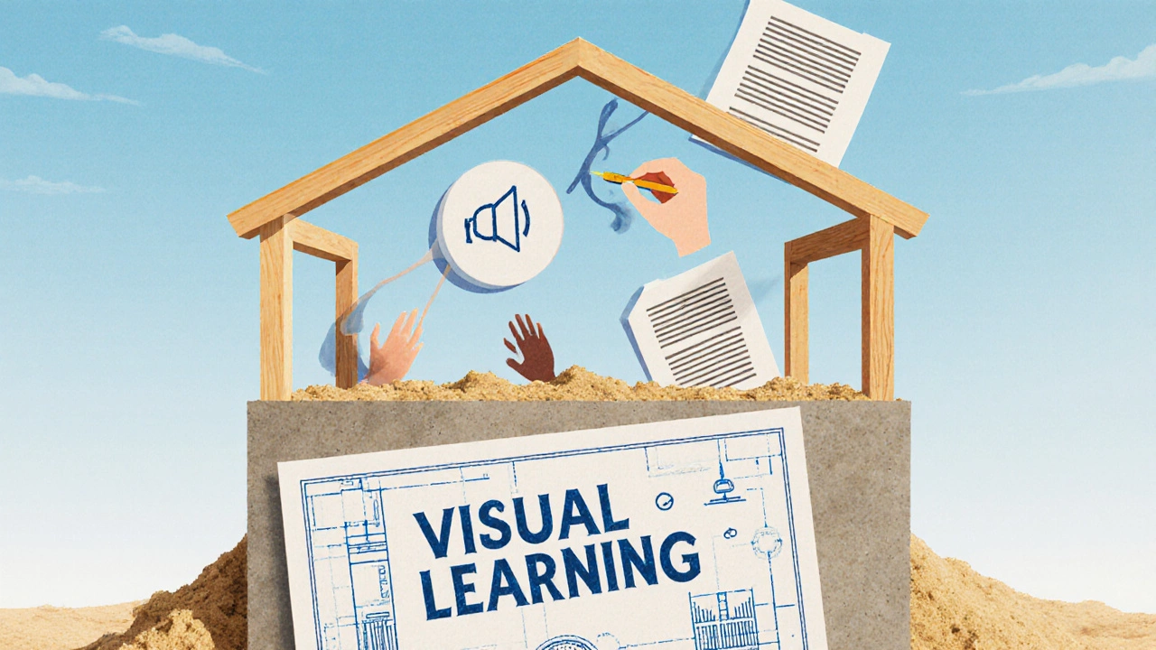 A house built with visual learning as the blueprint, other styles as supporting elements.