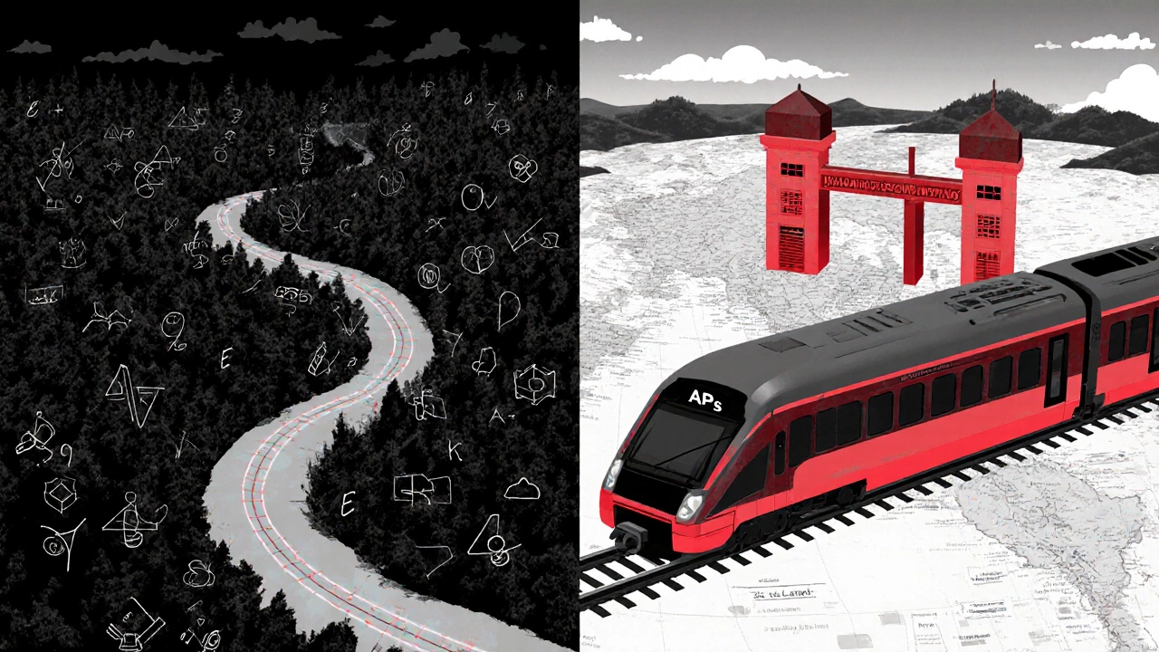 Two symbolic paths representing A-Levels and APs, both leading to a university gate.