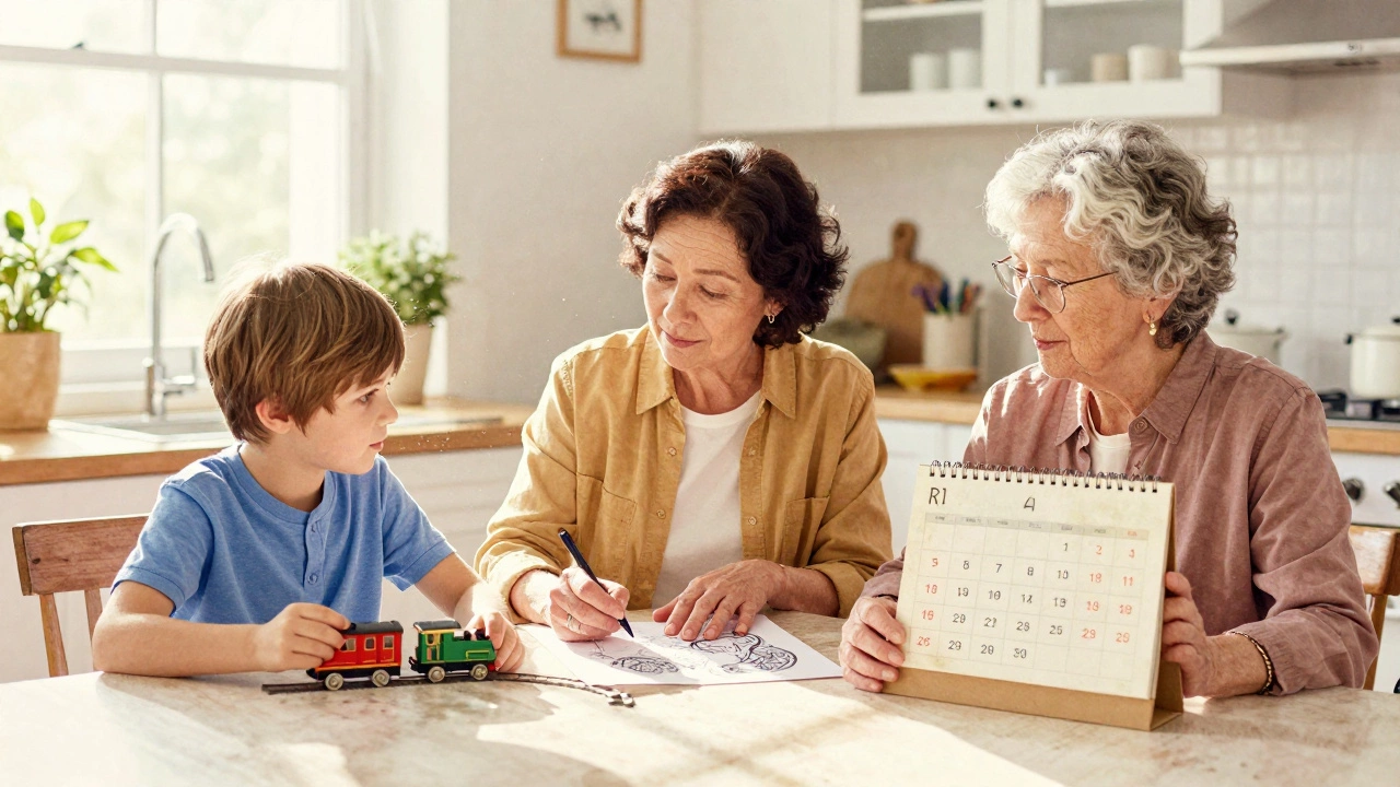 Three generations of a family sharing quiet connections through objects that reflect their unique ways of thinking.