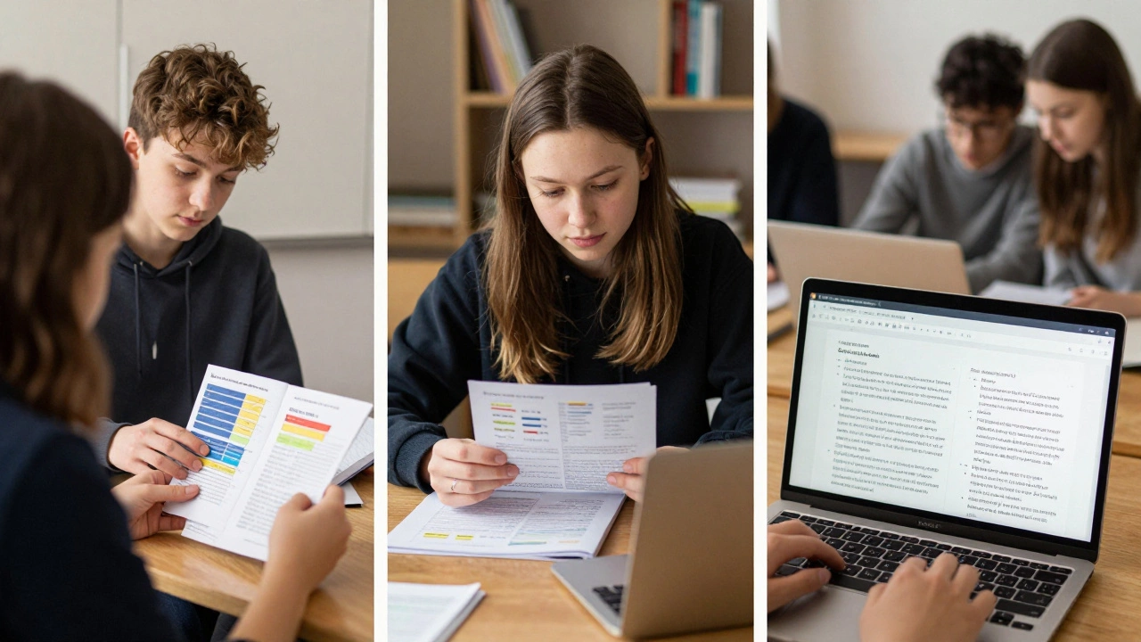 Three students in Dublin engage in different tutoring scenarios: exam prep, dyslexia support, and online English lessons.