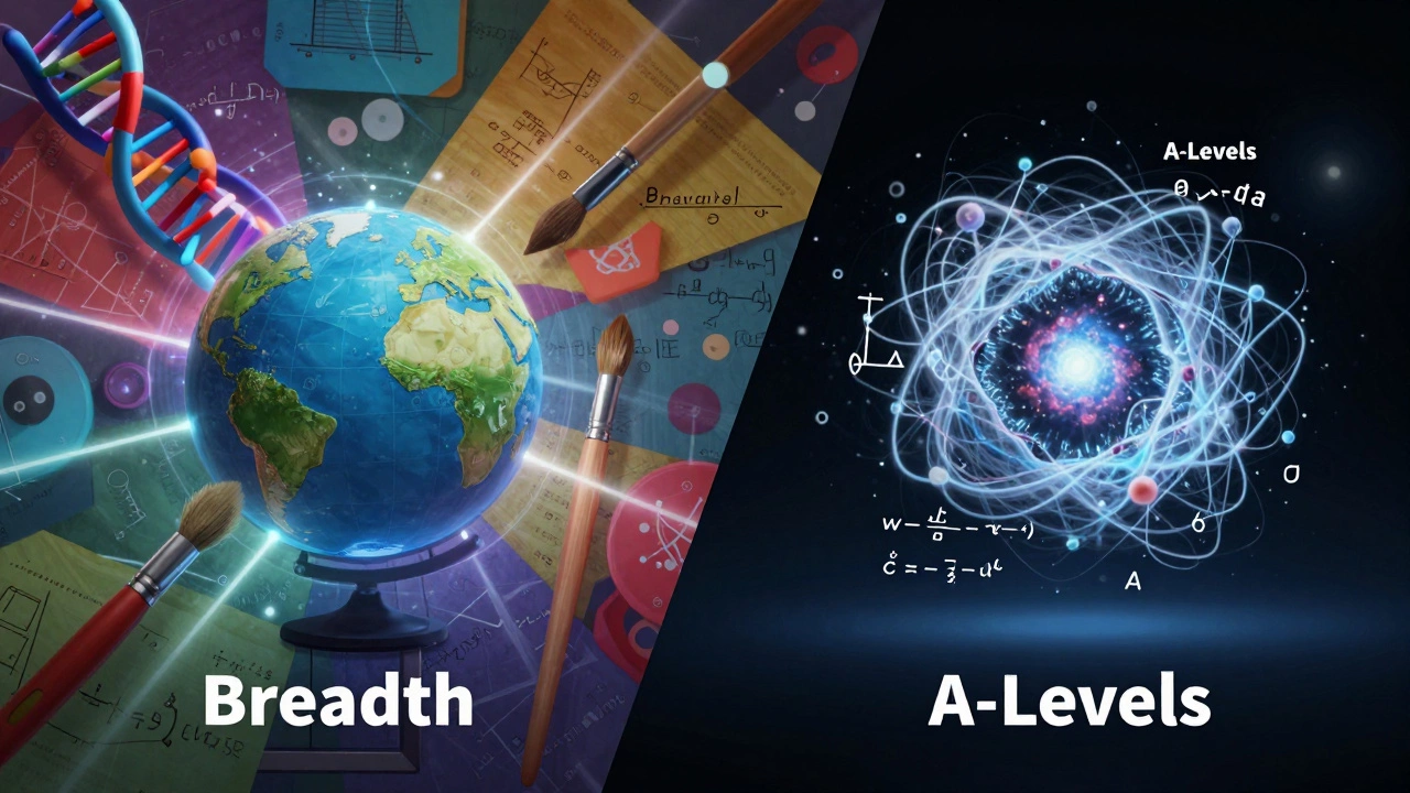 Conceptual art showing a colorful variety of subjects versus a deep focus on one scientific topic