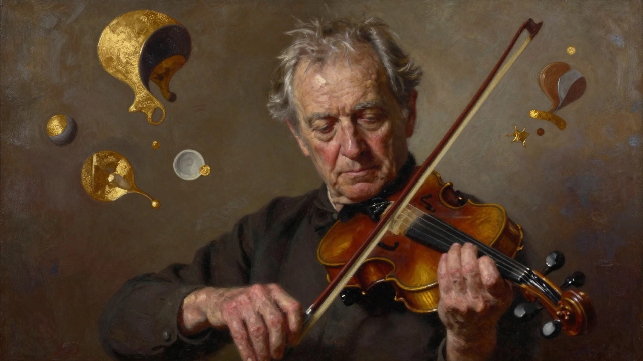 Portrait of an older person mastering a new skill with passion and focus