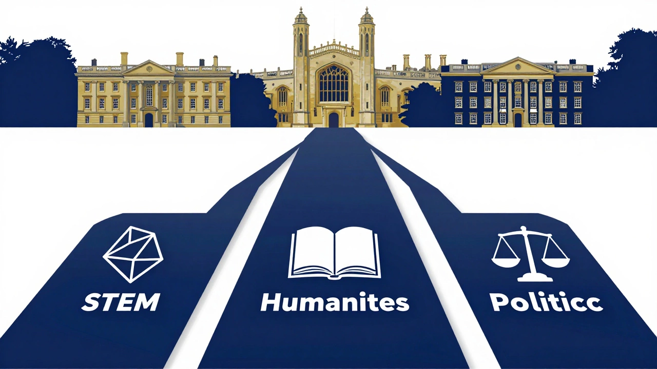 Illustration of academic pathways leading to prestigious universities