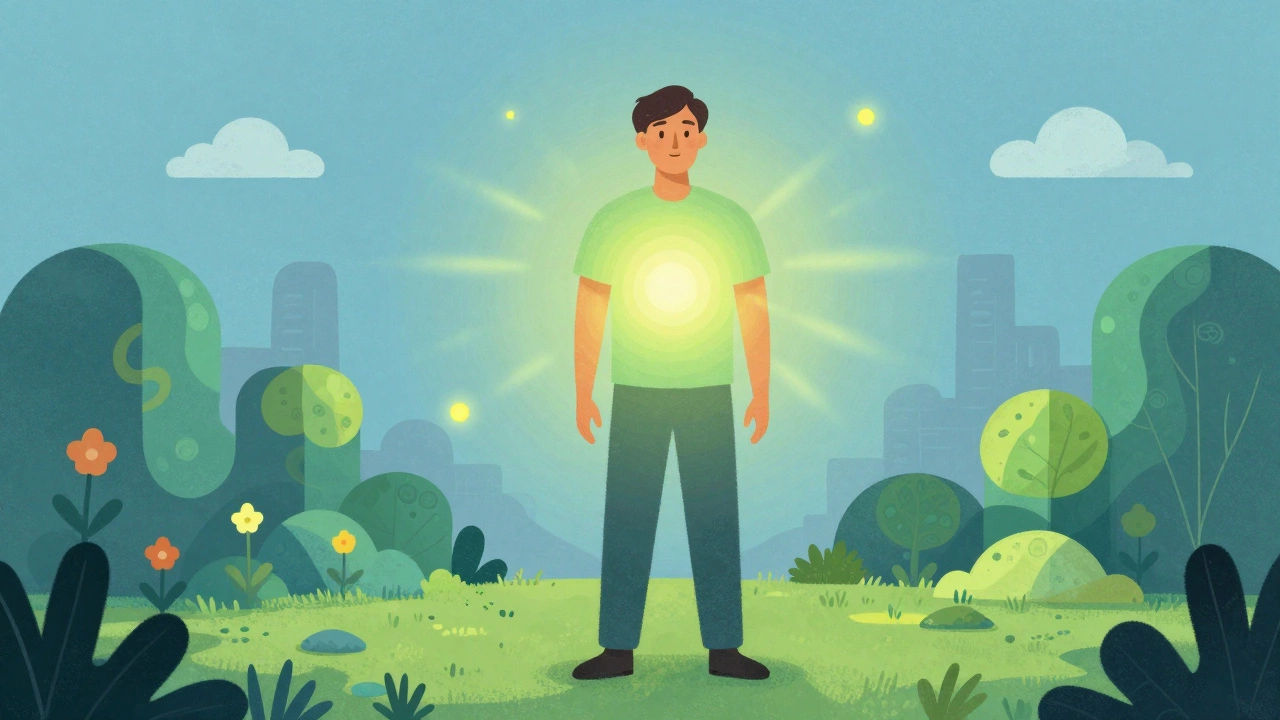 Illustration of an adult finding confidence and internal motivation.