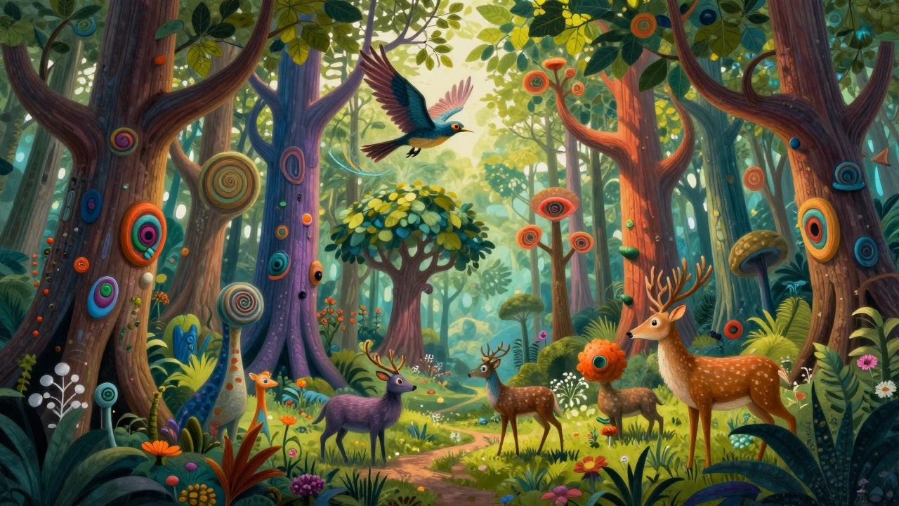 Abstract forest illustrating neurodiversity as natural variation and strength