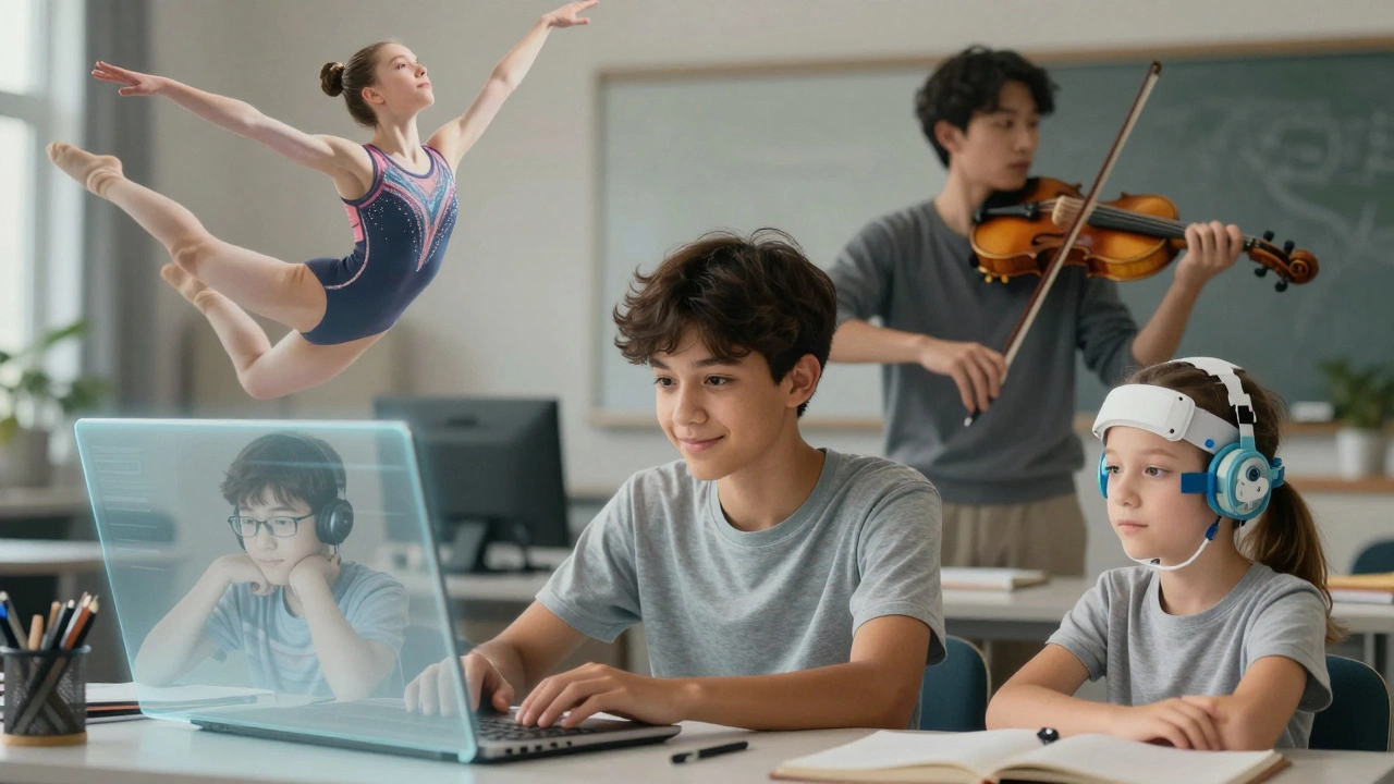 Illustration of diverse students thriving in flexible online learning environments
