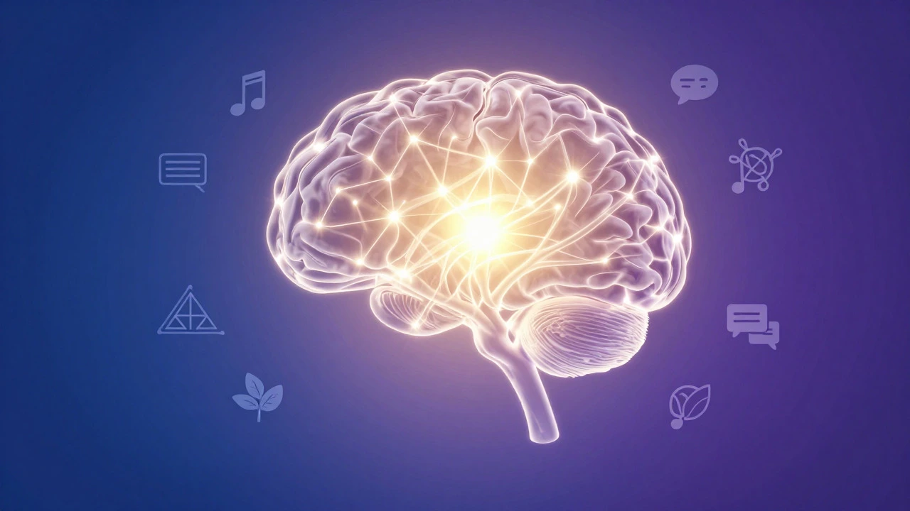Abstract glowing brain shaped like a flower symbolizing early childhood development