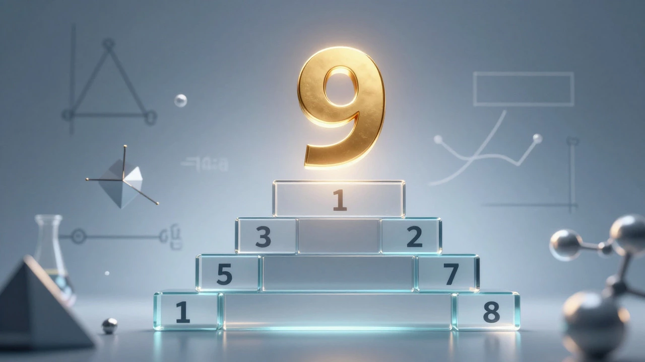 Conceptual illustration of a glowing number 9 atop a tiered structure, representing the exclusivity of top GCSE grades.