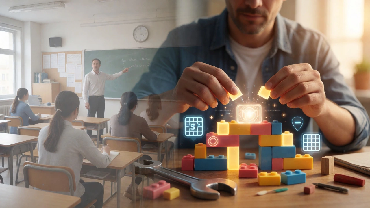 Conceptual art showing shift from passive classroom to active self-directed learning